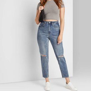 Women's Super-High Rise Distressed Curvy Mom Taper Jeans - Wild Fable™ Size 6